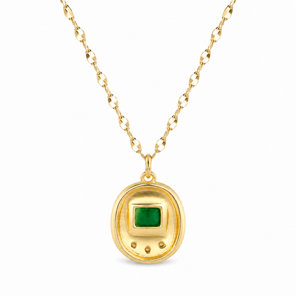 Back view of the Green Digital Pet Charm Necklace showing the open-back design that enhances the stone's brilliance